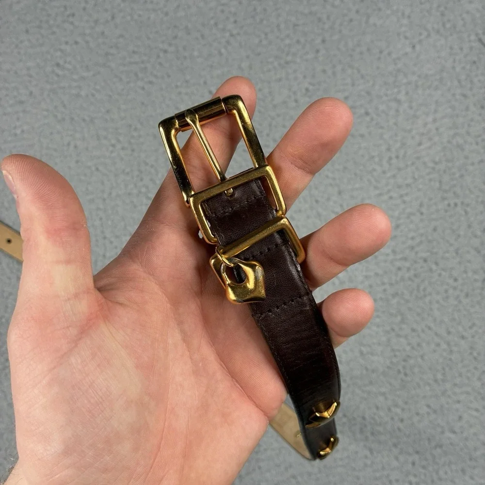 Robert Lee Morris Italian California Leather Belt Brown Gold Charm Women's Large